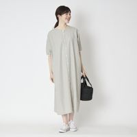 motone/ノーカラーワンピース ストライプ